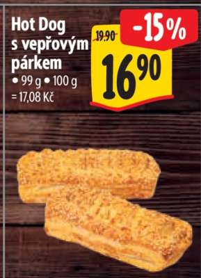 HOT DOG S VEPŘOVÝM PÁRKEM
