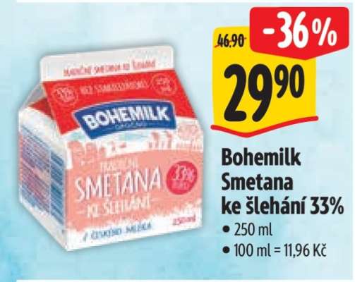 Bohemilk Smetana ke šlehání 33%