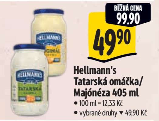 Hellmann’s tatarská omáčka, majonéza 405 ml