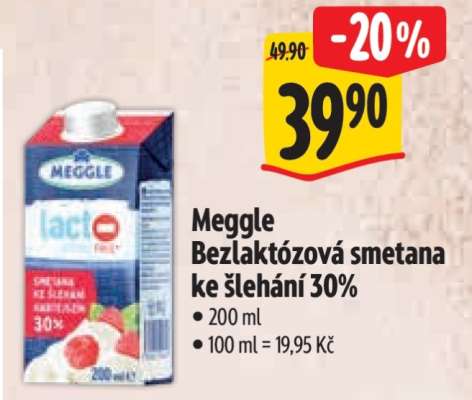 Meggle Bezlaktózová smetana ke šlehání 30%