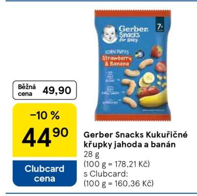 Gerber Snacks Kukuřičné křupky jahoda a banán