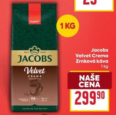 Jacobs Velvet Crema Zrnková káva