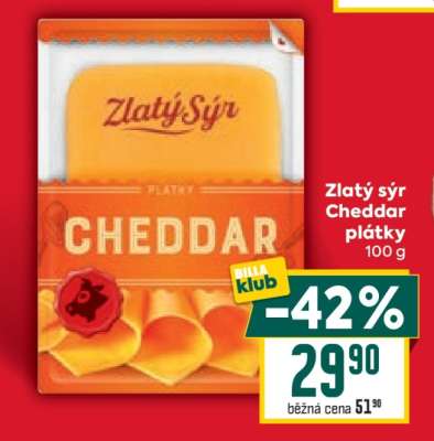 Zlatý sýr Cheddar plátky