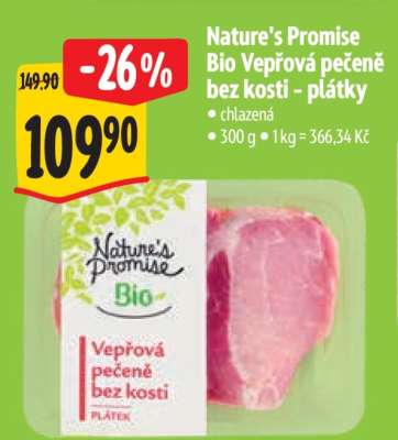 Nature's Promise Bio Vepřová pečeně bez kosti - plátky