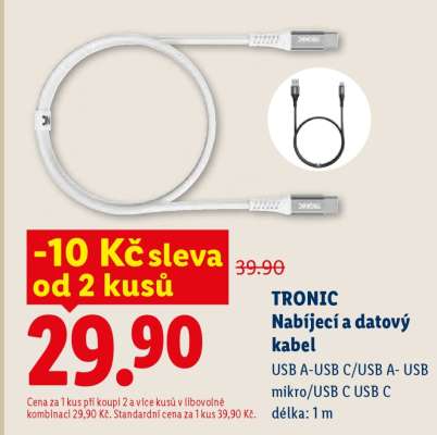 TRONIC NABÍJECÍ A DATOVÝ KABEL