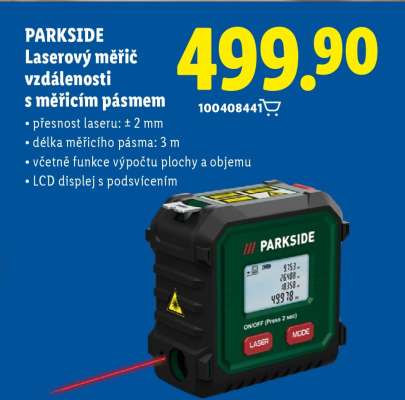 PARKSIDE LASEROVÝ MĚŘIČ VZDÁLENOSTI S MĚŘICÍM PÁSMEM