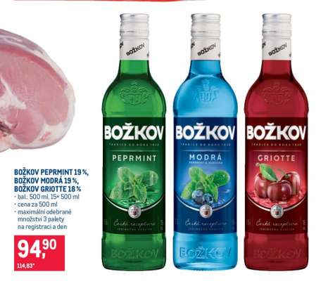 BOŽKOV PEPRMINT 19 %, BOŽKOV MODRÁ 19 %, BOŽKOV GRIOTTE 18 %