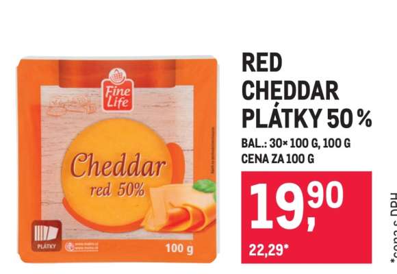 RED CHEDDAR PLÁTKY 50 %