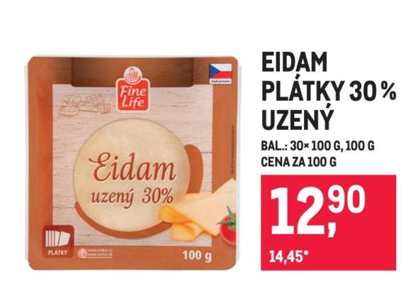 EIDAM PLÁTKY 30% UZENÝ