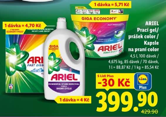 ARIEL Prací gel/prášek color/Kapsle na praní color