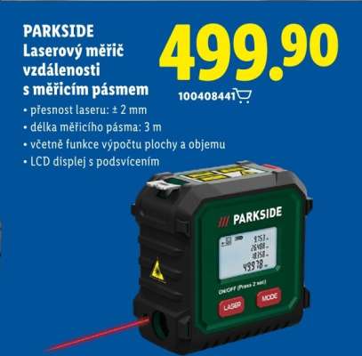 PARKSIDE LASEROVÝ MĚŘIČ VZDÁLENOSTI S MĚŘICÍM PÁSMEM