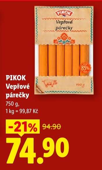 PIKOK VEPŘOVÉ PÁREČKY