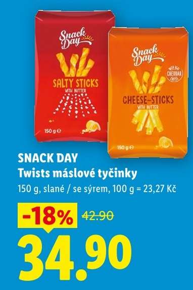 SNACK DAY Twists máslové tyčinky