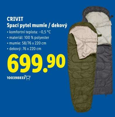 CRIVIT Spací pytel mumie/dekový