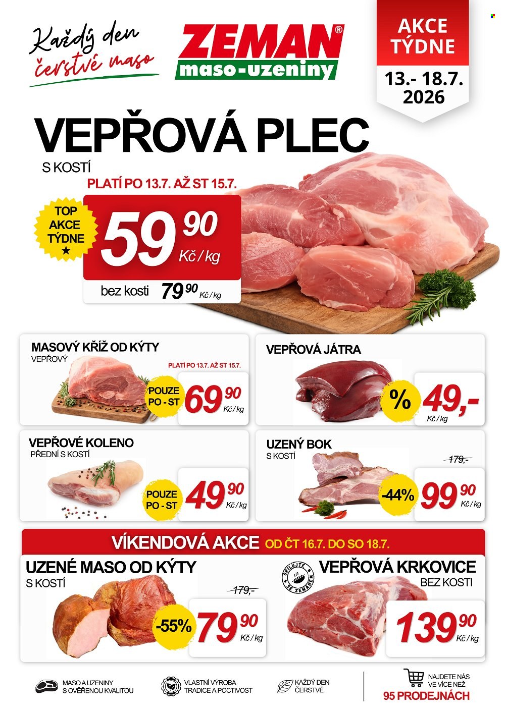 Leták ZEMAN maso-uzeniny - 13.7.2026 - 18.7.2026. Strana 1