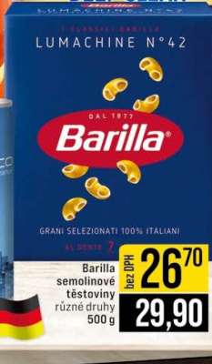 BARILLA SEMOLINOVÉ TĚSTOVINY