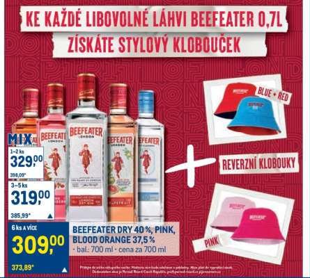 BEEFEATER DRY 40 %, PINK, BLOOD ORANGE 37,5 %