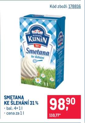 Smetana ke šlehání 31 %