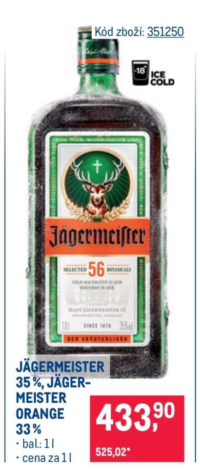 JÄGERMEISTER 35 %, JÄGERMEISTER ORANGE 33 %