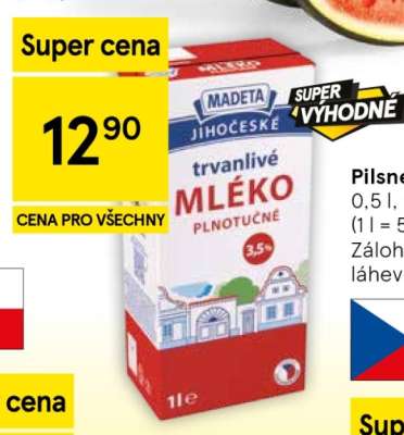 MADETA Jihočeské trvanlivé mléko plnotučné