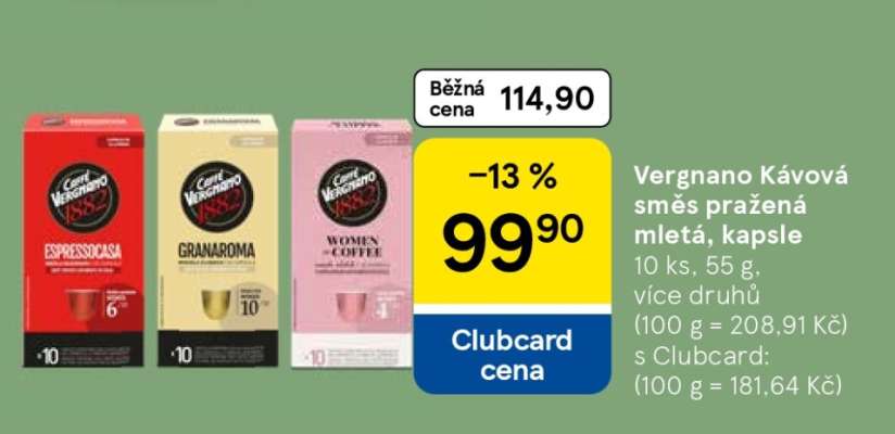 Vergnano Kávová směs pražená mletá, kapsle