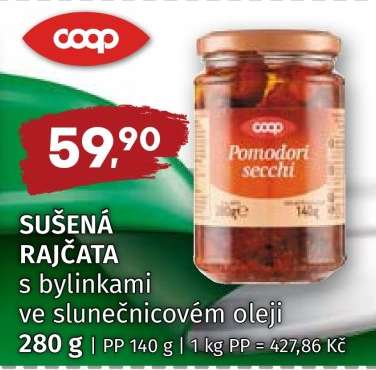 SUŠENÁ RAJČATA S BYLINKAMI VE SLUNEČNICOVÉM OLEJI