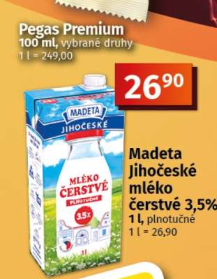 Madeta Jihočeské mléko čerstvé 3,5%