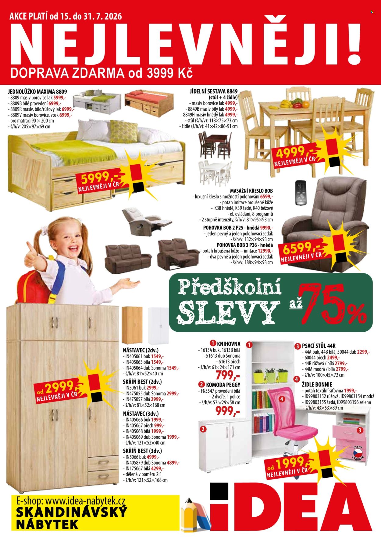 Leták IDEA nábytek - 15.7.2026 - 31.7.2026. Strana 1