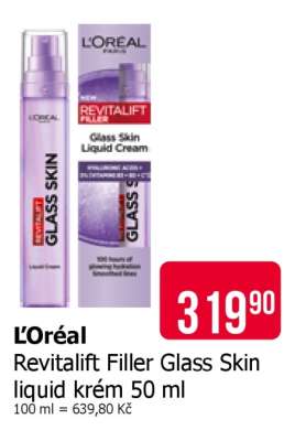 L'Oréal Revitalift Filler Glass Skin liquid krém 50 ml