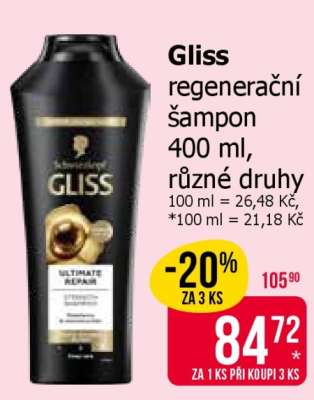 Gliss regenerační šampon 400 ml, různé druhy