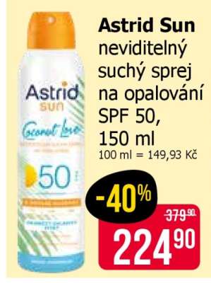 Astrid Sun neviditelný suchý sprej na opalování SPF 50, 150 ml
