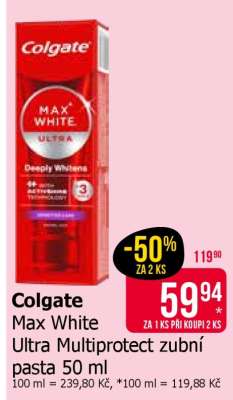 Colgate Max White Ultra MultiProtect zubní pasta 50 ml