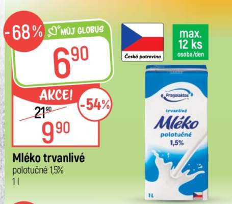 Mléko trvanlivé polotučné 1,5%