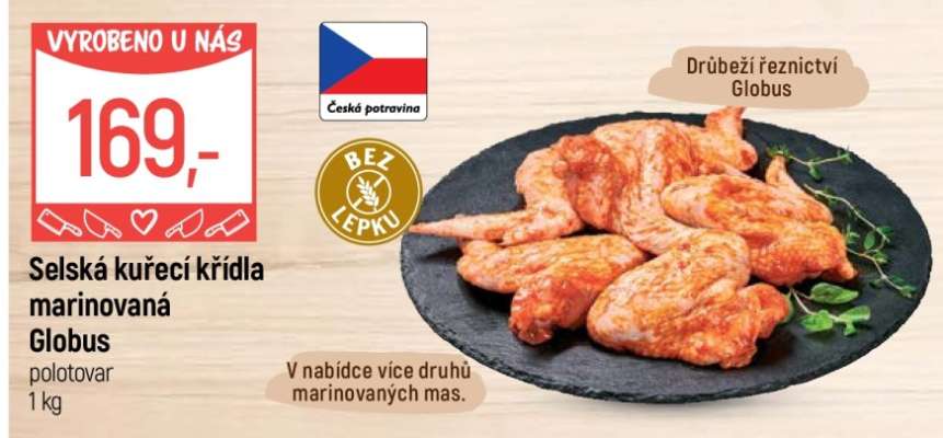 Selská kuřecí křídla marinovaná Globus