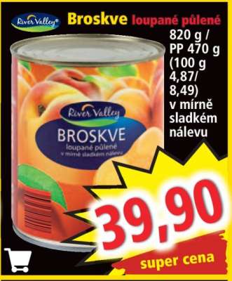 Broskve loupané půlené