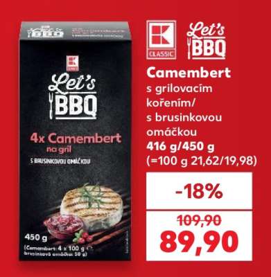 Camembert s grilovacím kořením/s brusinkovou omáčkou