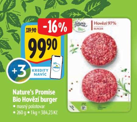 Nature’s Promise Bio Hovězí burger