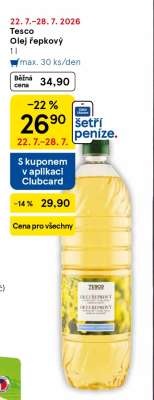 Tesco Olej řepkový 1l