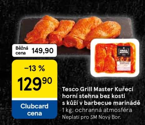 Tesco Grill Master Kuřecí horní stehna bez kosti s kůží v barbecue marinádě