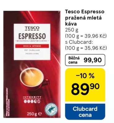 Tesco Espresso pražená mletá káva