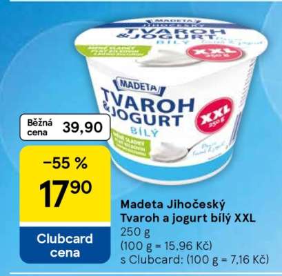 Madeta Jihočeský Tvaroh a jogurt bílý XXL