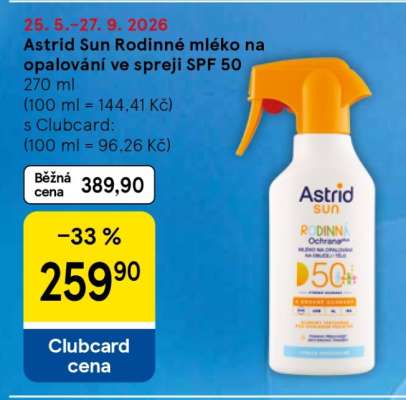Astrid Sun Rodinné mléko na opalování ve spreji SPF 50
