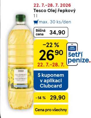 Tesco Olej řepkový 1 l