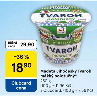 Madeta Jihočeský Tvaroh měkký polotučný