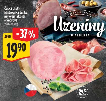 Česká chuť Mistrovská šunka nejvyšší jakosti - vepřová
