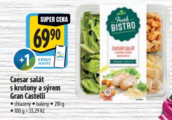 Caesar salát s krutony a sýrem gran castelli