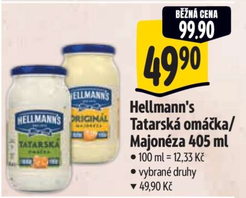 Hellmann’s tatarská omáčka, majonéza 405 ml