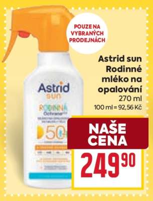 Astrid sun Rodinné mléko na opalování