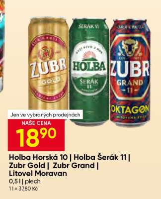 Holba Horská 10 | Holba Šerák 11 | Zubr Gold | Zubr Grand | Litovel Moravan
