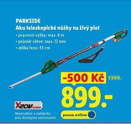 PARKSIDE Aku teleskopické nůžky na živý plot